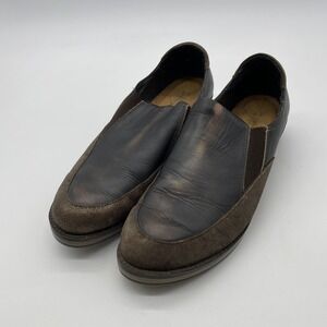 Noat Vtg Women Loafers Size 10 Brown Leather‎ Slip On Low Wedges  Shoes